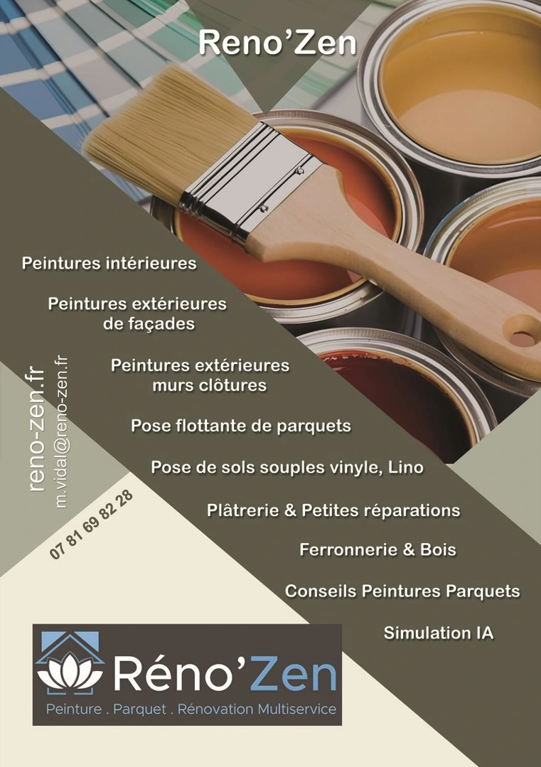 Reno'Zen artisan peintre pose de parquets et sols souples travaux de ferronnerie