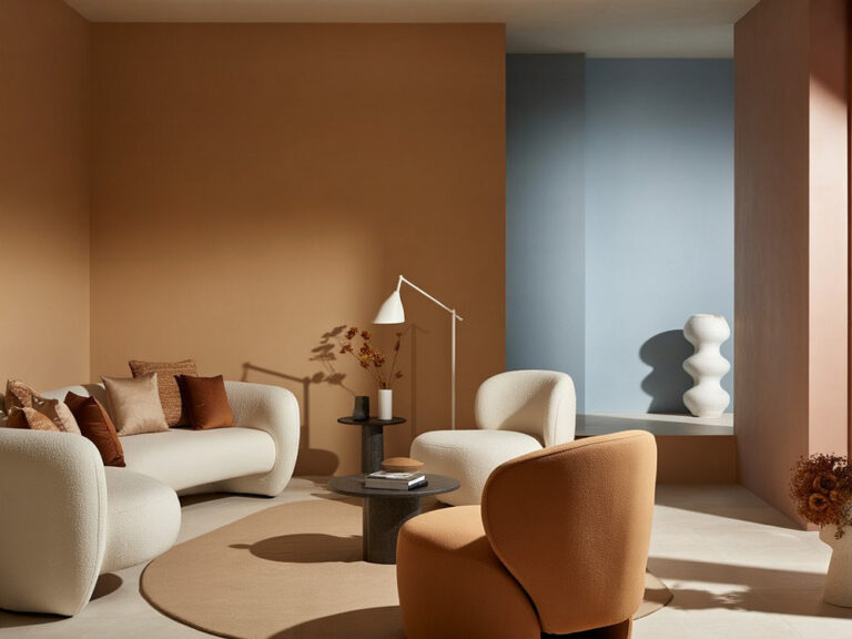 Conseils de Reno'Zen selon un nuancier de couleurs des tendances 2026 pour décoration intérieure d'un salon d'un appartement à Jacou