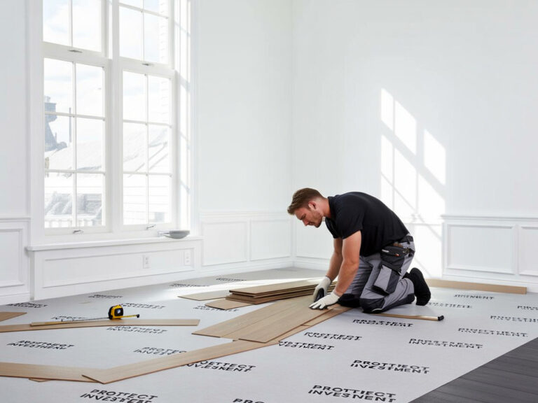 Préparation du support, remise à niveau par ragréage, avant rénovation de sol intérieur pose d'un parquet flottant par Reno'Zen