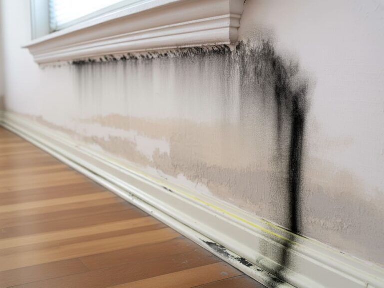 Préparation d’un mur abîmé par un dégât des eaux avant peinture, lavage et application d'un aprêt pour mise en peinture, maison à Mauguio